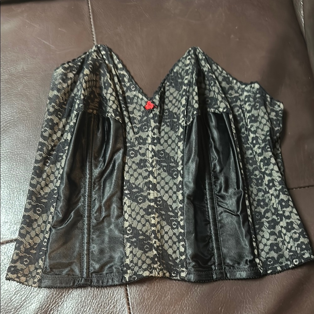 Floral Black and Gray Women's Corset Top